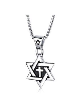 Silver Two-Faith Star Pendant Necklace